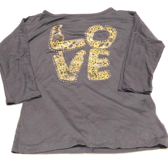 Girl’s Yom Yom Gray Jeweled LOVE Shirt Size 8 - Picture 10 of 10